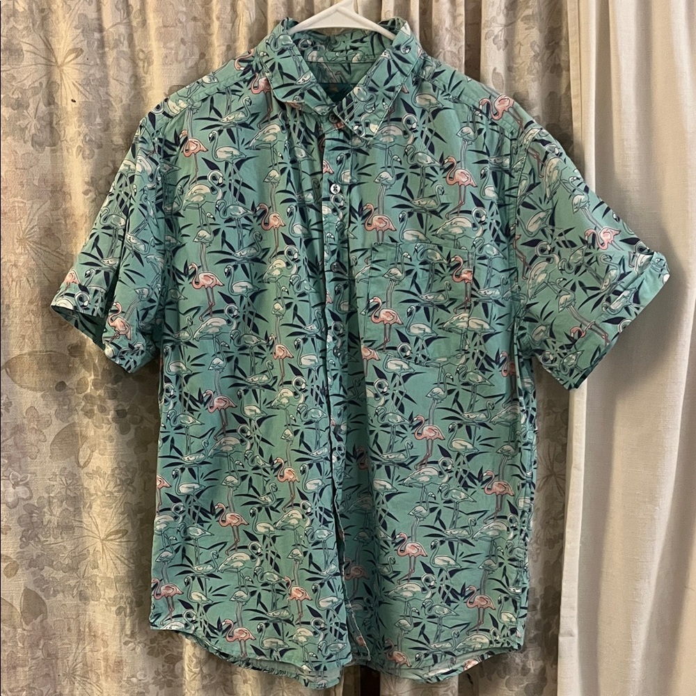 Joe Marlin Cotton Flamingo Print Button Down Shirt